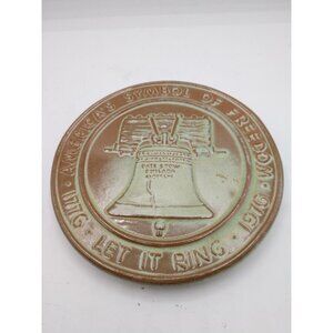 Liberty Bell Frankoma 1976 Commemorative Trivet Plate Ceramic 6" Americas Symbol
